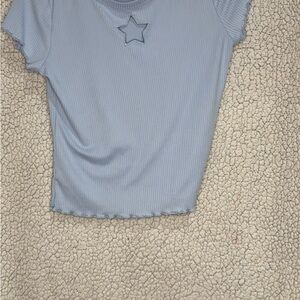 Blue Ribbed Star Tee